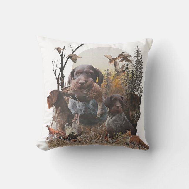 Coussin Pointeur À poils durs allemand (Recto)