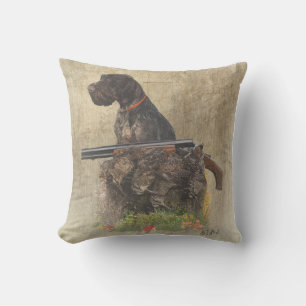Coussin Pointeur À poils durs allemand avec boîte cadeau e
