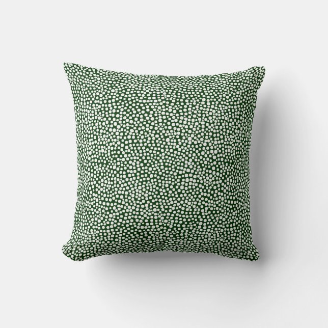 Coussin Points aléatoires - Blanc sur Vert Forêt foncée (Recto)
