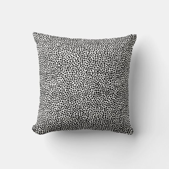 Coussin Points aléatoires - Noir sur Blanc (Recto)