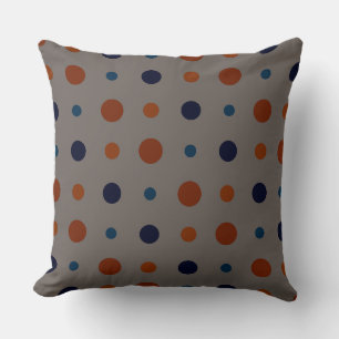 Coussin points bleus et oranges