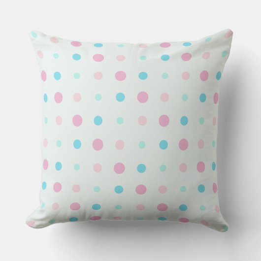 Coussin Points bleus et pêche (Recto)
