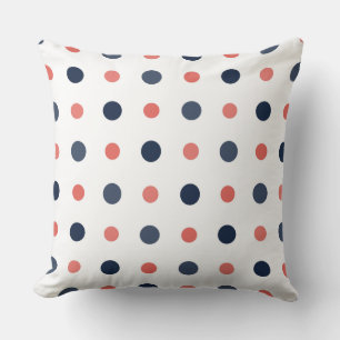 Coussin points bleus et roses