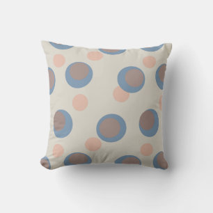 Coussin Points bleus et roses rétro sur fond blanc