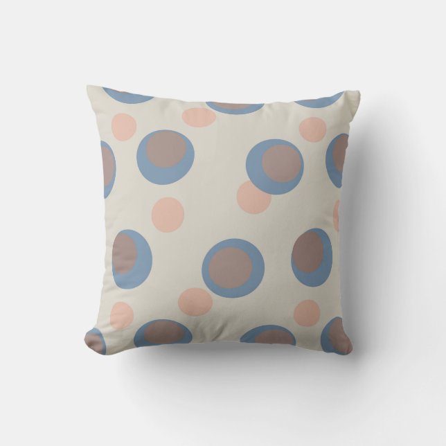 Coussin Points bleus et roses rétro sur fond blanc (Recto)