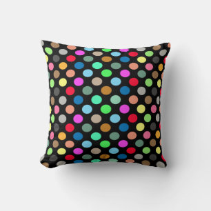 Coussin Points Colorés sur Fond Noir - Sans Couture