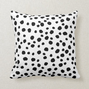 Coussin Points Dalmatiens branchés Noirs et blancs