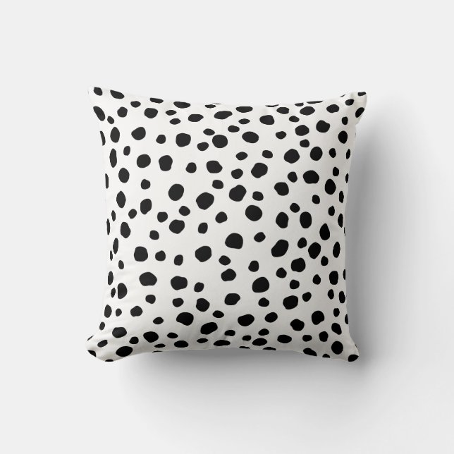 Coussin Points Dalmatiens tendance Points noirs et blancs (Recto)