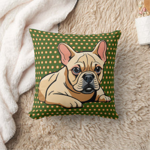Coussin Points de bulldog français colorés et modernes