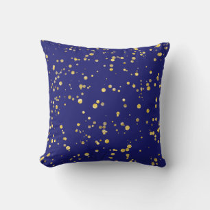 Coussin Points de confettis dorés Bleu de minuit