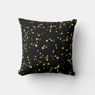 Coussin Points de confettis dorés noirs