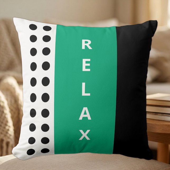Coussin Points de polka relax noir vert (Créateur téléchargé)