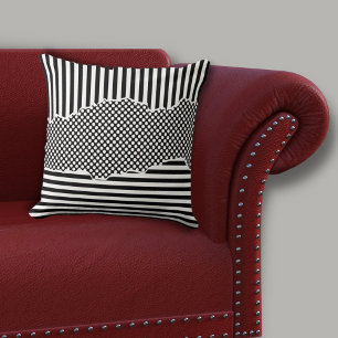 Coussin Points de rayures en noir et blanc modernes