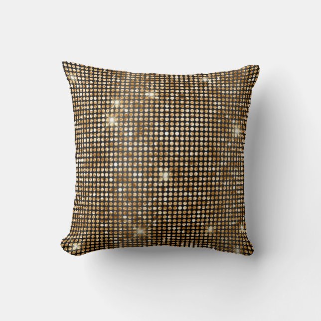Coussin Points de strass faux noir et or Glam (Recto)