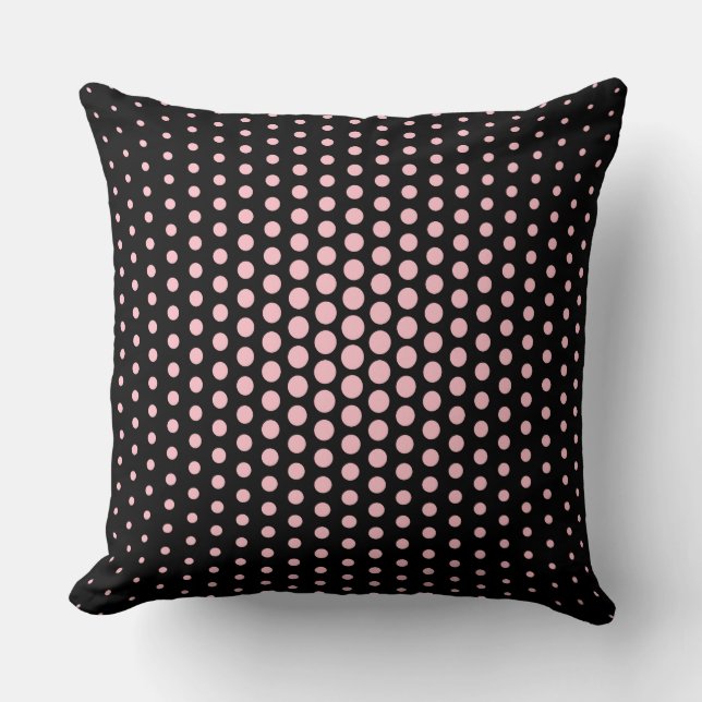 Coussin Points de Techno Rose Moderne Noir (Recto)