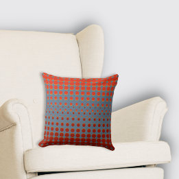 Coussin Points demi-tons bleu et rouge élégants