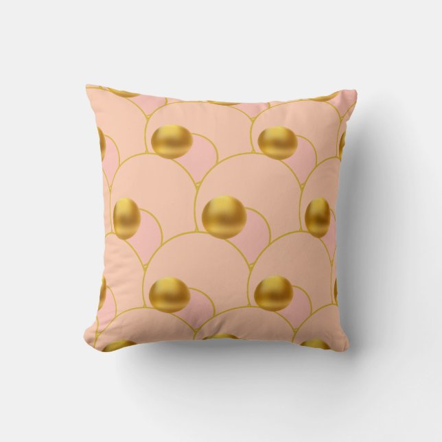Coussin Points dorés sur cercles roses (Recto)