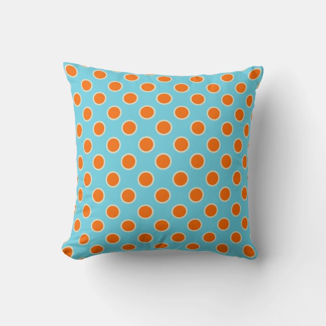 Coussin Points en Cyan et Orange I (Recto)