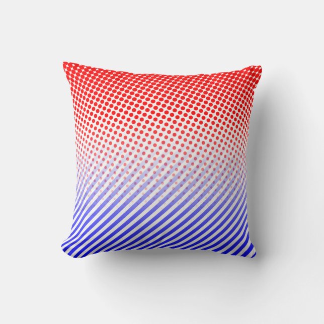 Coussin Points et bandes rouges et bleus (Recto)