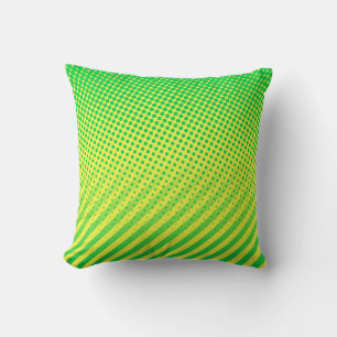 Coussin Points et rayures jaunes et verts