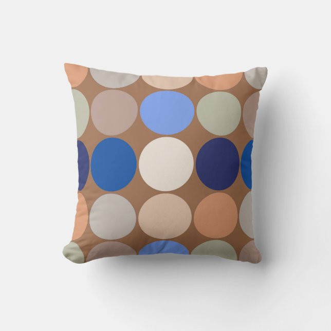 Coussin Points géants du milieu du siècle, Taupe, Beige et (Recto)