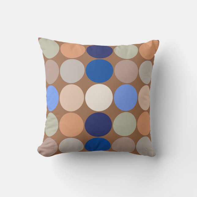 Coussin Points géométriques de milieu de siècle, taupe, be (Recto)