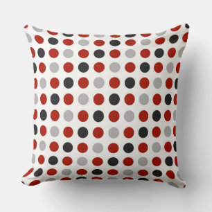 Coussin points gris, turquie rouge et blanc
