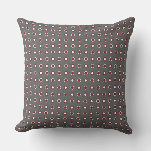 Coussin points gris, turquie rouge et blanc (Recto)