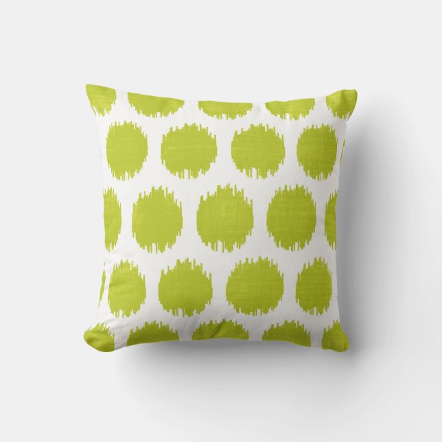 Coussin Points Ikat, verts (Recto)