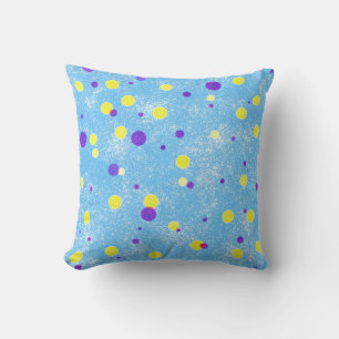Coussin Points jaunes et violets sur Blue Sponge Arrière -