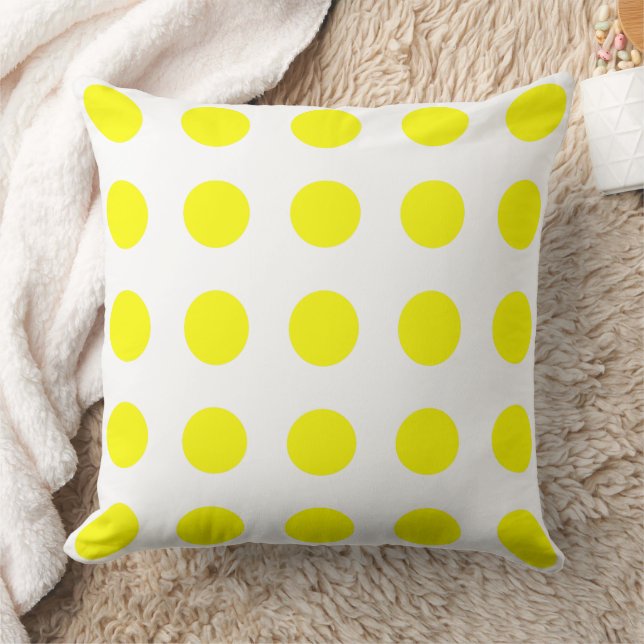 Coussin Points jaunes soleil brillants sur fond blanc (Couverture)
