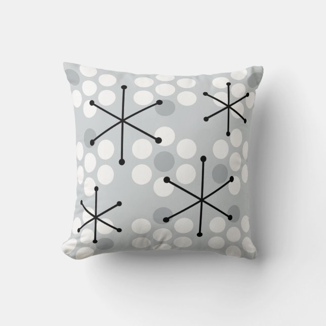 Coussin Points MCM du milieu du siècle rétro Argent (Recto)