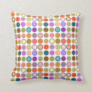 Coussin Points modernes du milieu du siècle, couleurs mult