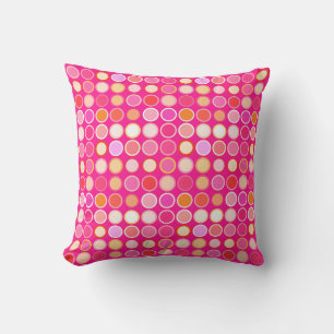 Coussin Points modernes du milieu du siècle - rose profond