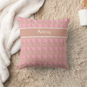 Coussin points motif rose, marron, rose (Couverture)