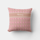 Coussin points motif rose, marron, rose (Recto)