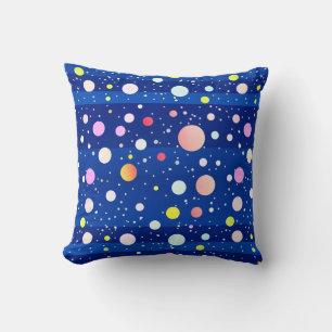 Coussin Points multicolores bleu profond