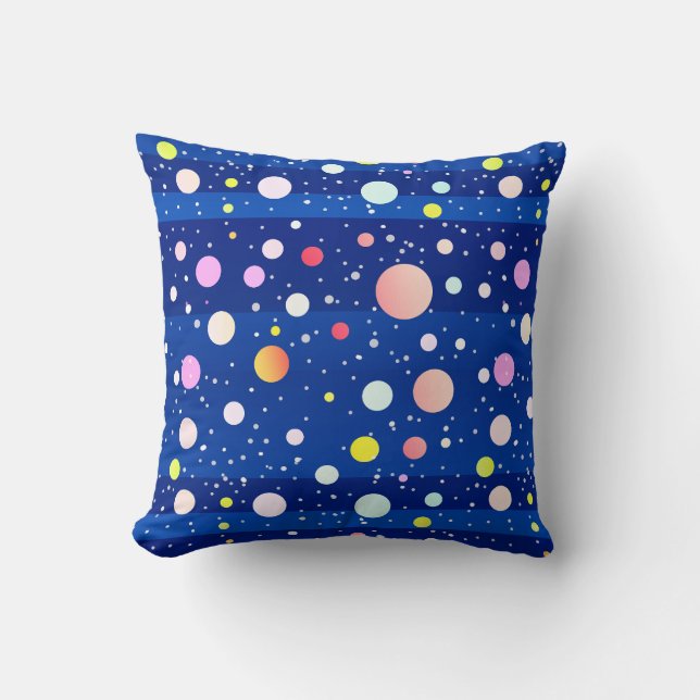 Coussin Points multicolores bleu profond (Recto)