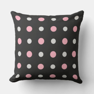 Coussin Points noirs, roses, gris et blancs