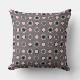 Coussin Points noirs, roses, gris et blancs
