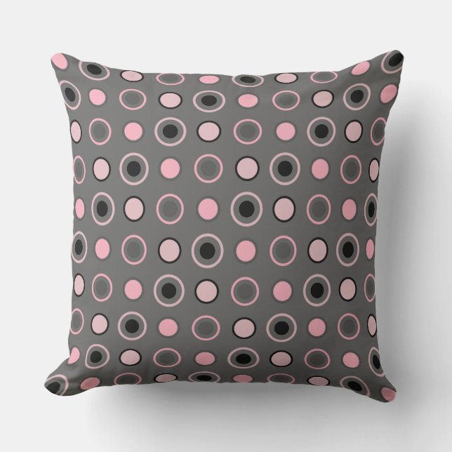 Coussin Points noirs, roses, gris et blancs (Recto)