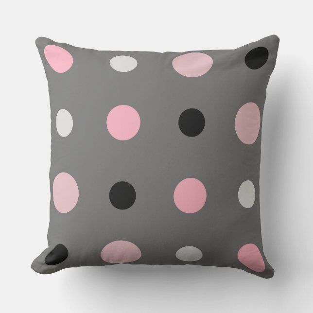 Coussin Points noirs, roses, gris et blancs (Recto)