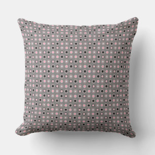 Coussin Points noirs, roses, gris et blancs