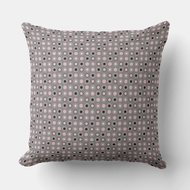 Coussin Points noirs, roses, gris et blancs (Recto)