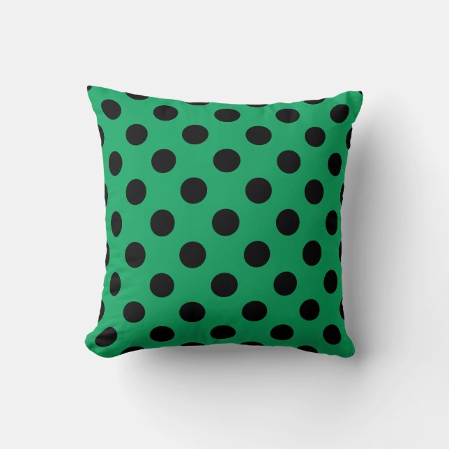 Coussin Points noirs sur fond vert frais (Recto)