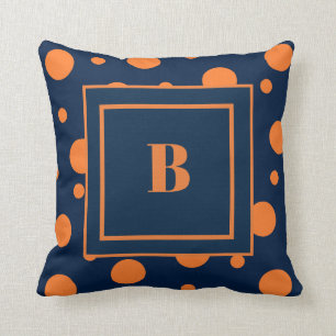 Coussin Points orange bleu marine Grand Monogramme