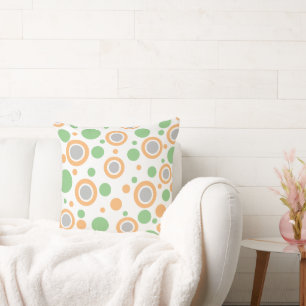 Coussin Points oranges verts argentés