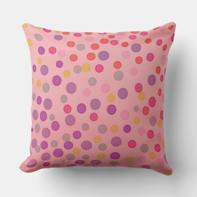 Coussin Points pastel multicolores sur rose (Recto)