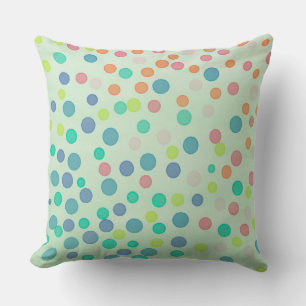 Coussin Points pastel multicolores sur vert pastel