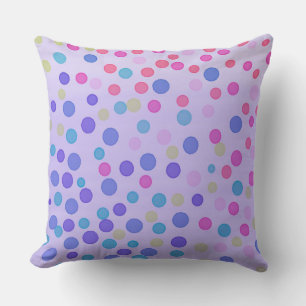 Coussin Points pastel multicolores sur violet